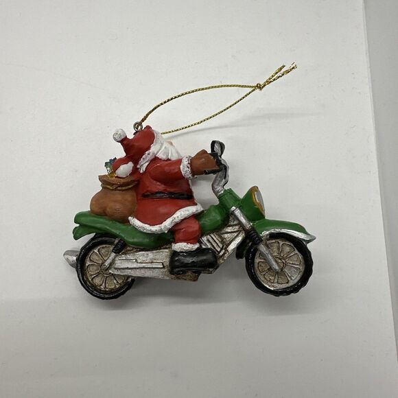 Vintage Motorcycle Riding Santa Christmas Ornament Lot Of 4 Rare Collectors - Picture 3 of 9